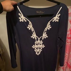 Lilly Pulitzer navy long sleeve dress.